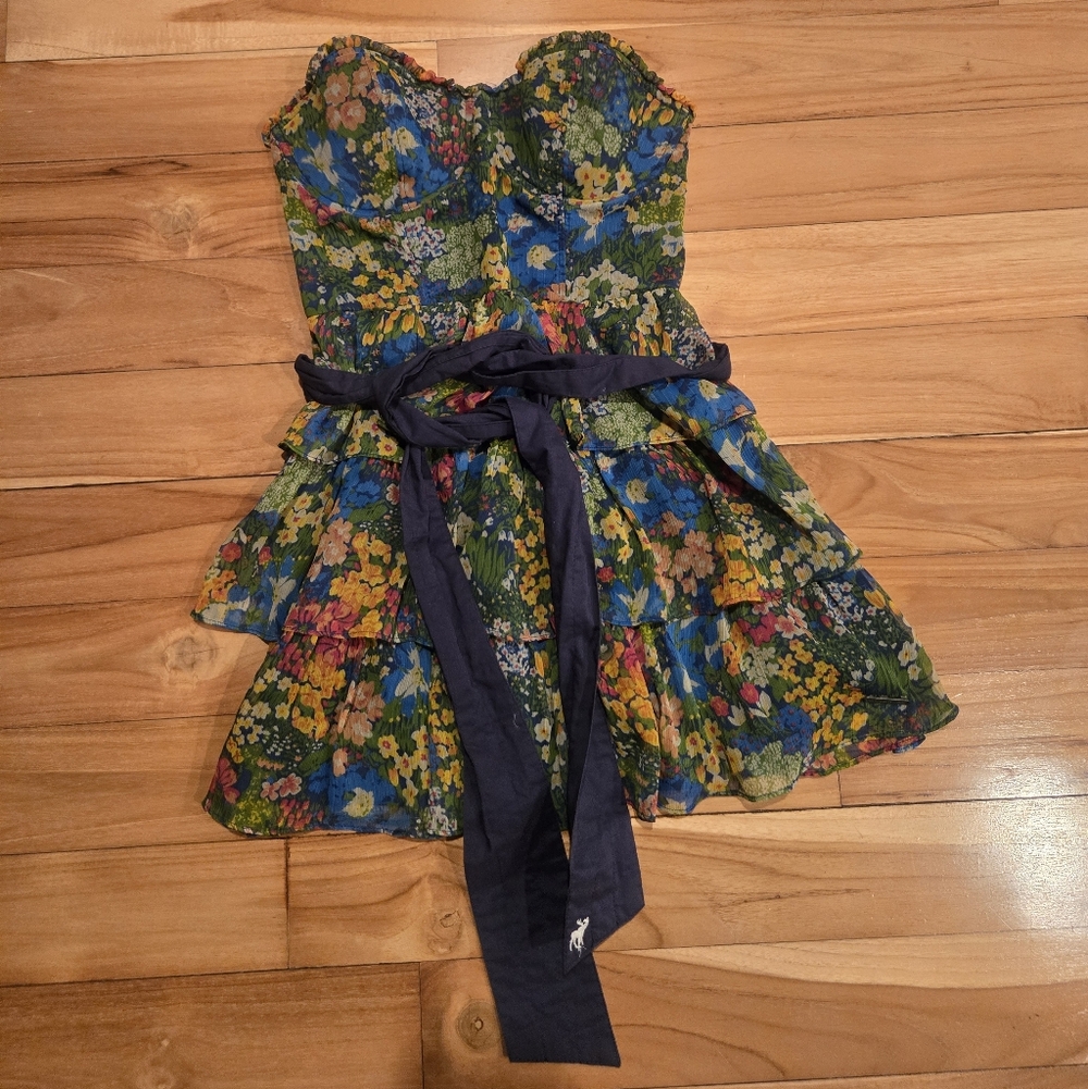 Floral Ruffled Top With Tie